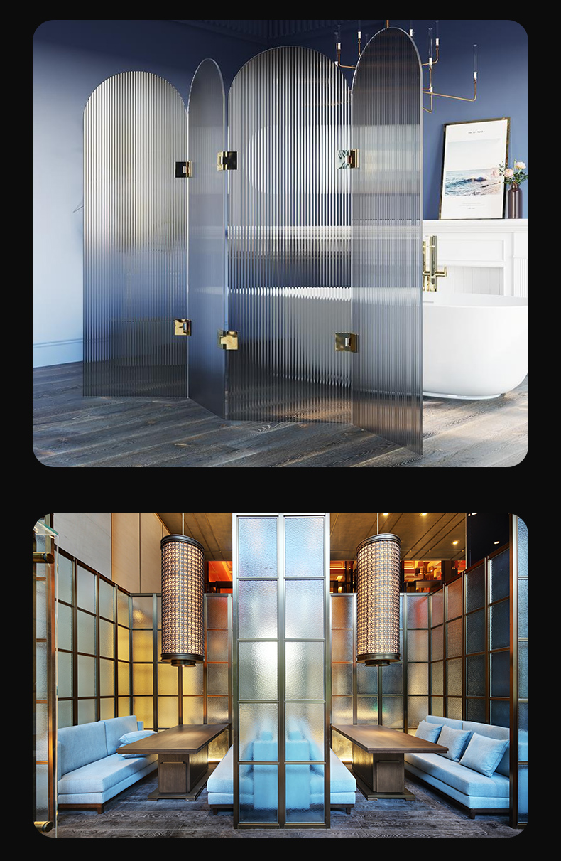 Tedun Art Sandwich Silk Glass Partition Wall Screen Hotel Sliding Door Custom Sandwich Metal Wire Sample