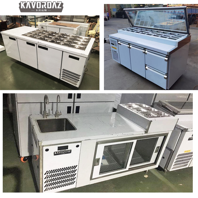 Barbecue Shop Salad Refrigerator Opened Cutting Table Refrigerator Number of Dishes Workbench Refrigerator