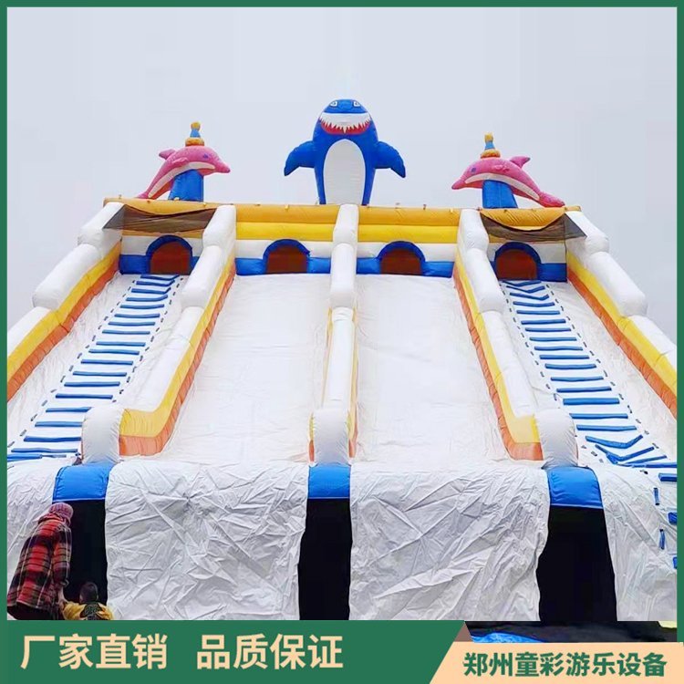 Tongcai Inflatable Shark Slide Water World Challenge Large Inflatable Toy Plaza Amusement Trampoline