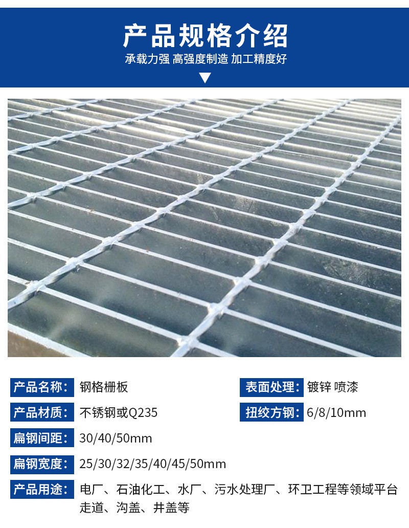 Hot dip galvanized steel grating, galvanized composite grating, metal mesh grating support customization