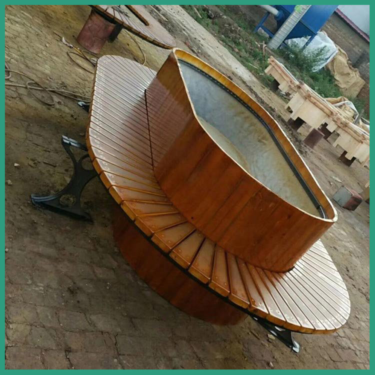 Outdoor curved tree chair, leisure circular chair, customized school scenic area engineering, plastic wood backless tree chair