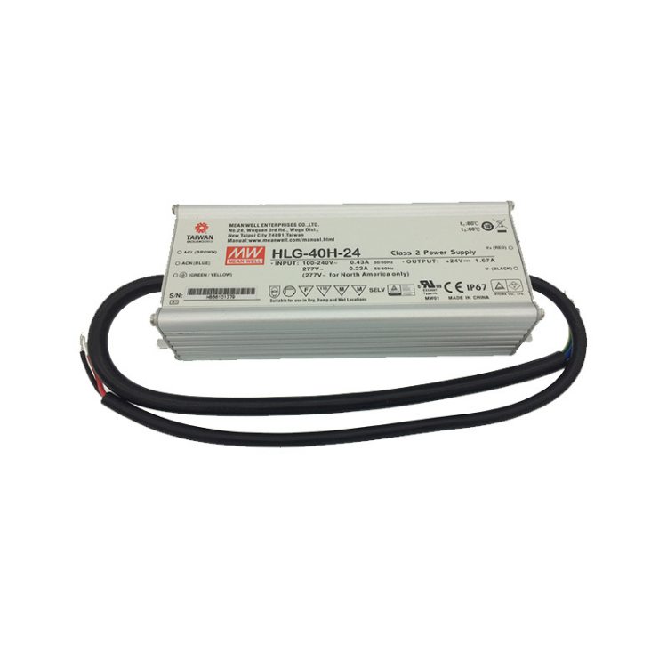 MEANWELL明纬 HLG-40H-24A 40W防水LED电源三合一调光路灯亮化
