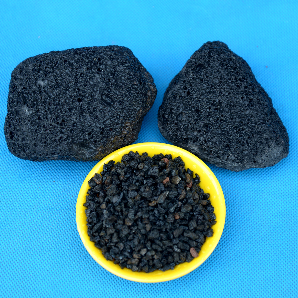 Chuanxin manufacturer supplies black volcanic stone fish tank landscaping, plant paving, rooting, and sewage treatment with red volcanic stone