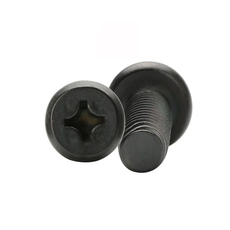 Customized carbon steel black round head screws, cross recessed pan head cutting tail self tapping screws, milling tail screws