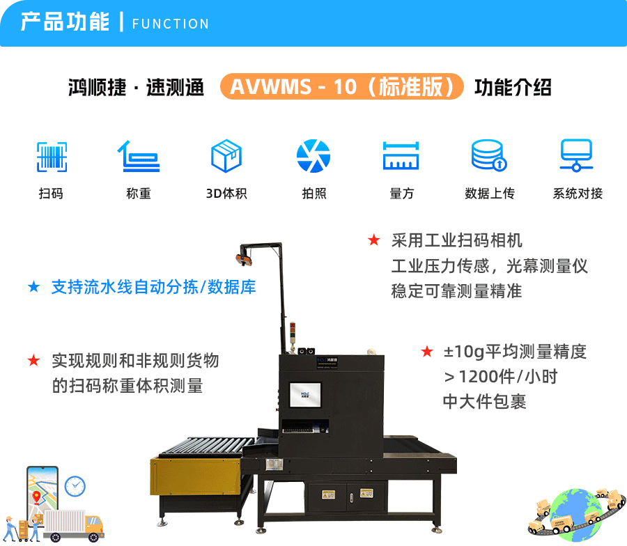 Fully automatic sorting machine DWS sorting equipment assembly line volume measurement E-commerce express automatic sorting Hongshunjie