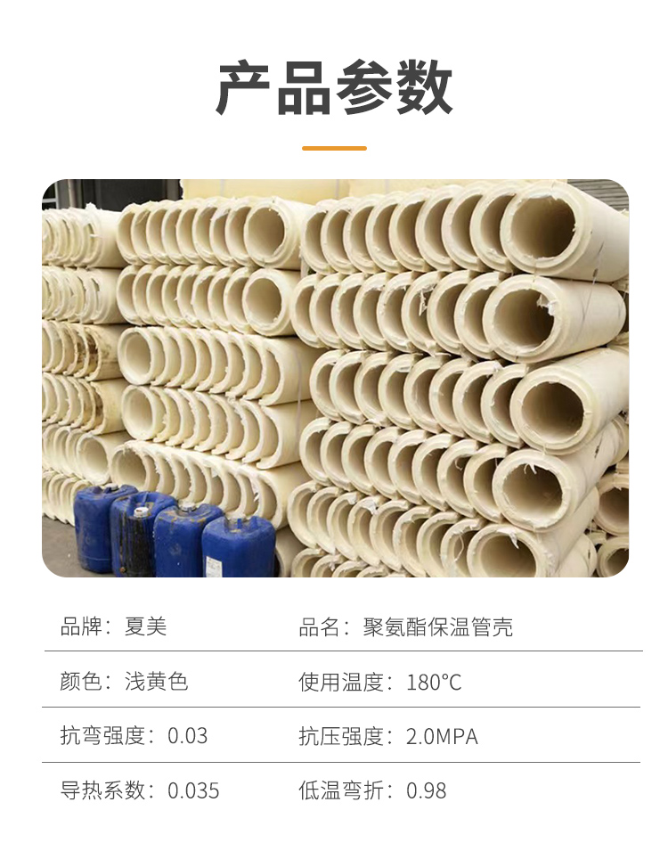 Polyurethane insulation pipe shell thermal fire protection rigid foam plastic insulation shell supports customized Xiamei