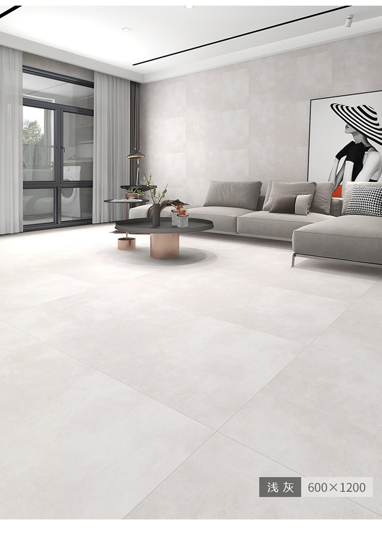 Matte floor tiles 750x1500 living room micro cement skin glazed tiles 600x1200 antique tiles retro floor tiles