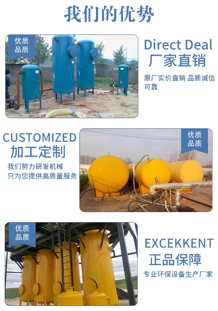 Large, medium, and small biogas desulfurization tanks, boilers, desulfurization dust collectors, torches, vertical water sealed tanks