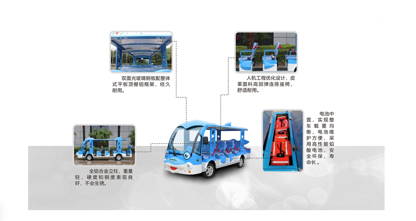 Hainan Sanya Danzhou Haikou Scenic Area Tourist Bus, Cartoon Marine Life 14 Seat Electric Tourist Bus