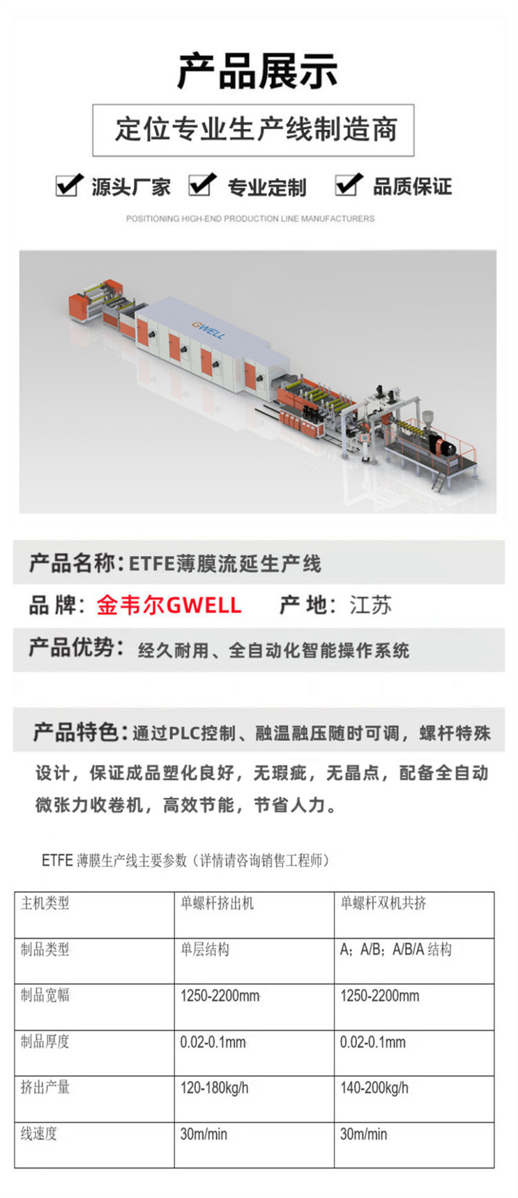 ETFE casting film production line PVDF transparent film equipment intelligent operating system efficient and energy-saving