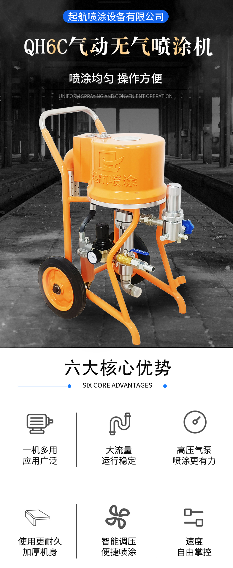 Qihang QH6C Airless Spraying Machine Putty Powder Steel Structure Ship Multifunctional Spraying Equipment Yangtze River Spraying Machine