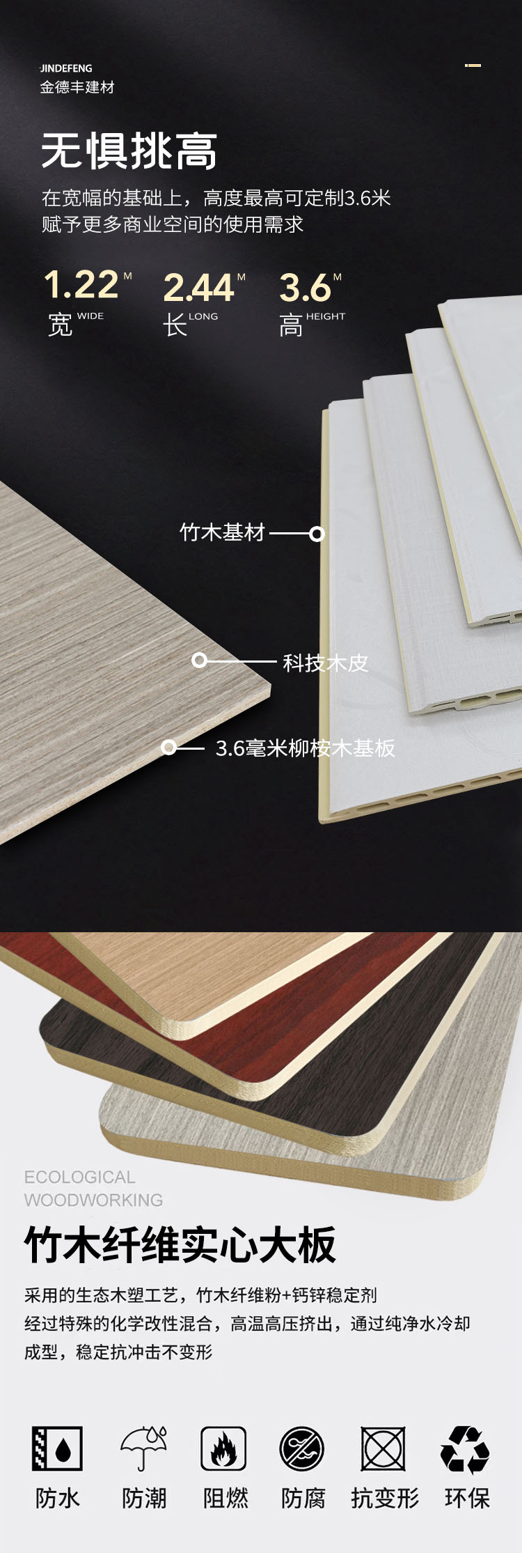 Bamboo and wood fiber integrated wall panel, TV background wall splicing, living room, film and television wall panel, decoration buckle board