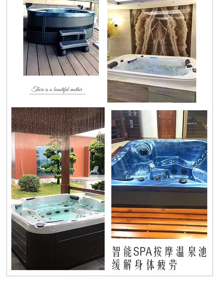 Surf Massage Household Small Unit Bathtub Independent Outdoor Extra Large Bathtub Intelligent Thermostatic Heating Hot Spring Bathtub