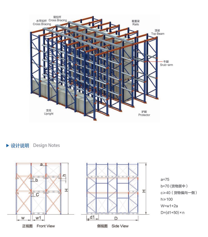 Premium rack non-standard customized warehousing warehouse with entry type shelves for year-round supply