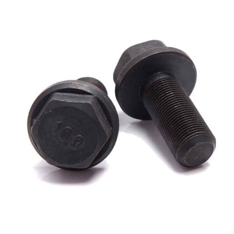 Blackened flat flange bolt, outer hexagonal flange plate screw, carbon steel grade 10.9 flange bolt