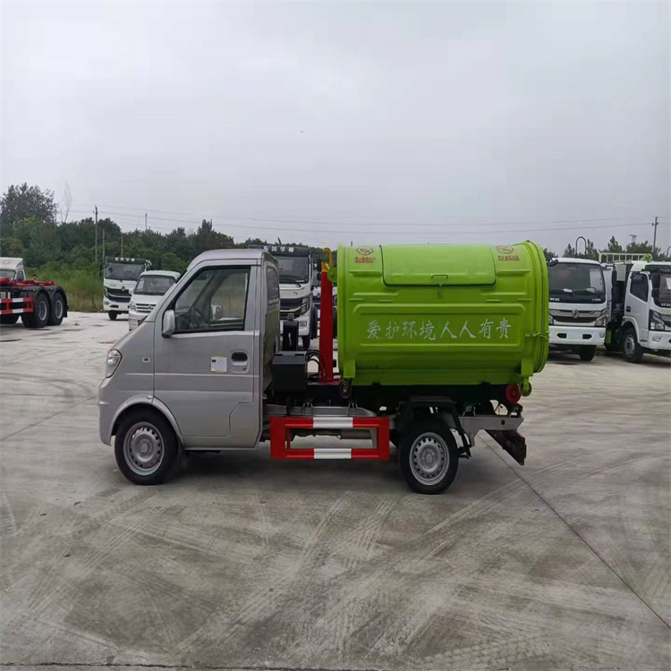 Dongfeng Xiaokang 3-way carriage detachable hook arm garbage truck with blue license plate can enter the underground garage, with one vehicle equipped with multiple containers