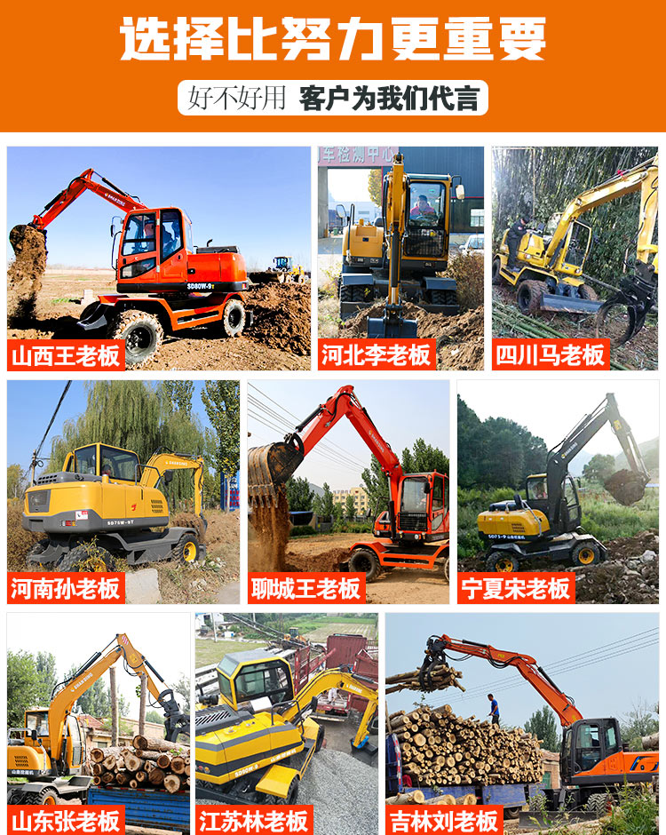 40 type wood grabbing machine for mountainous areas, wheel excavator for steel mills, and rubber wheel excavator for orchard excavation