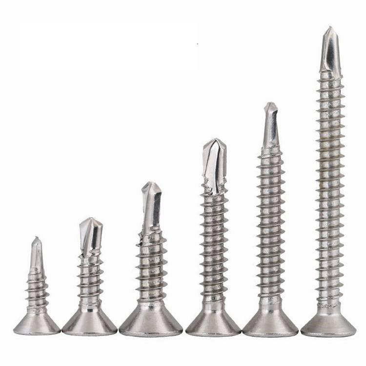 410 stainless steel cross countersunk head drilling tail self tapping self drilling screw, color steel tile self tapping wood screw