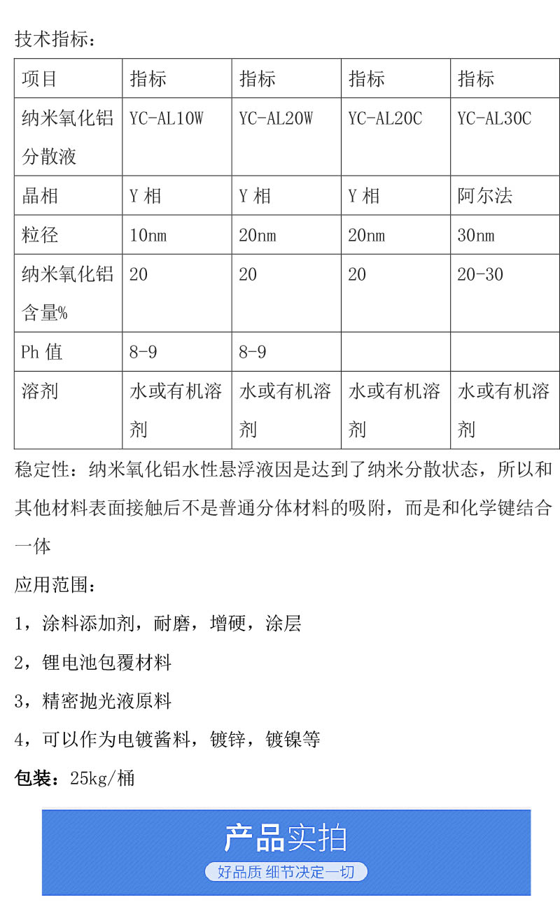 Supply of Y-phase nano aluminum oxide organic solvent liquid with nano alumina aqueous dispersion