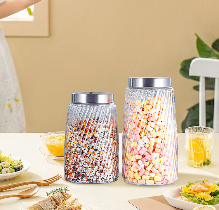 Wholesale kitchen supplies sealed cans, glass bottles, milk powder cans, vertical grain twill grain snack storage cans from manufacturers