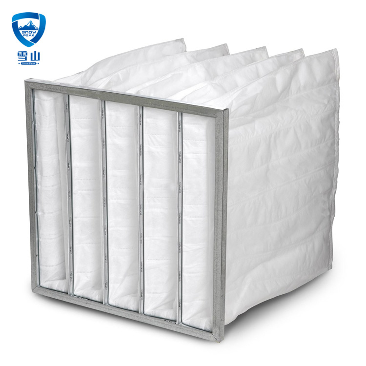 Galvanized aluminum frame medium efficiency filter industrial high air flow bag filter air filter bag F5f5