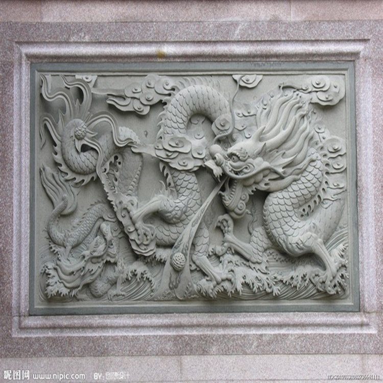 风景人物石雕壁画 广场公园文化石材照壁雕工细致装饰好