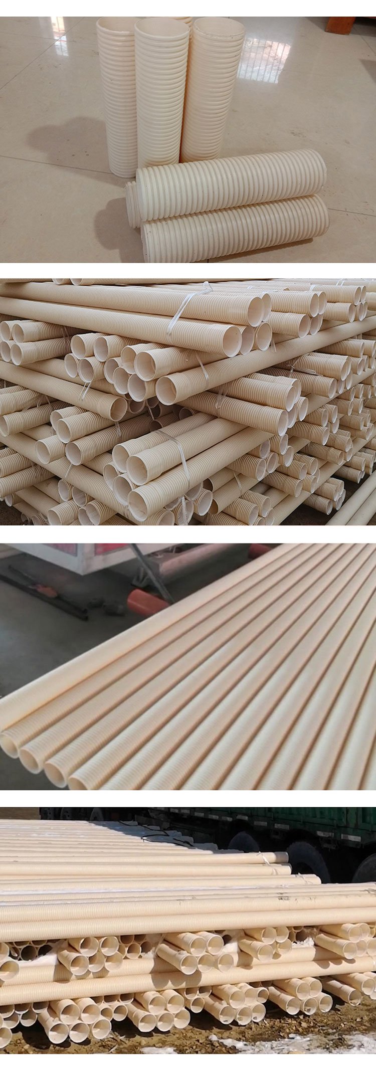 White PVC double wall corrugated pipe flame-retardant threading pipe 16/20/25 wire electrician insulation sleeve stock