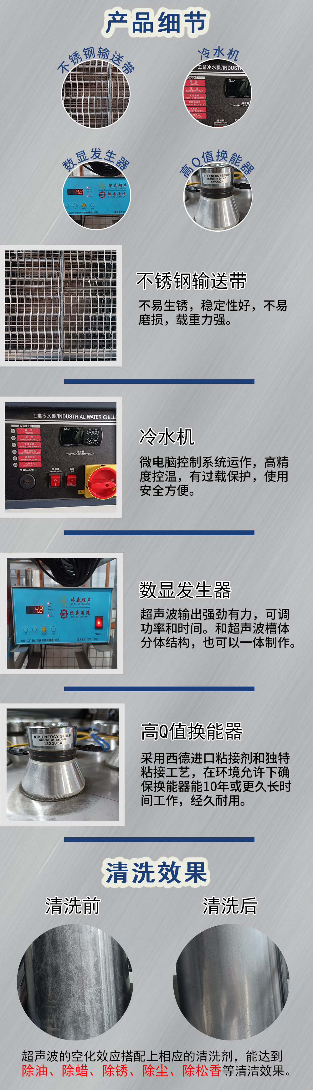 Ultrasonic cleaning through gas phase cleaning machine