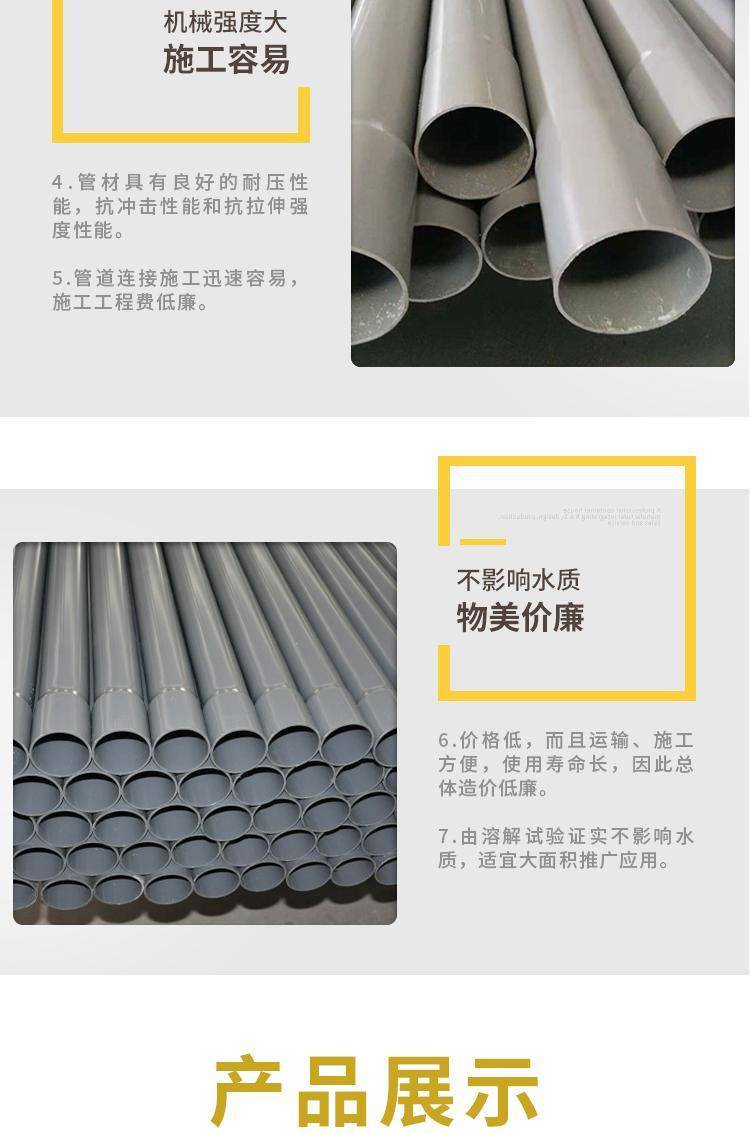 UPVC drainage pipe, community drainage, white PVC water supply pipe, dn100 PVC farmland irrigation pipe, buried for watering