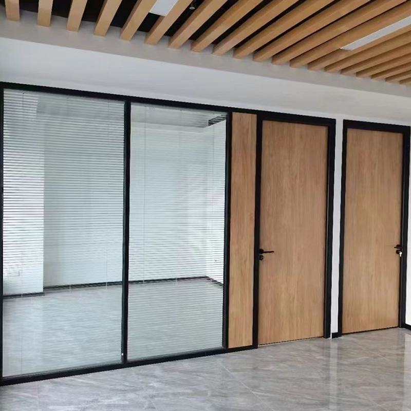 Office glass partition, aluminum alloy office door, sound insulation wall, double layer tempered glass high partition wall