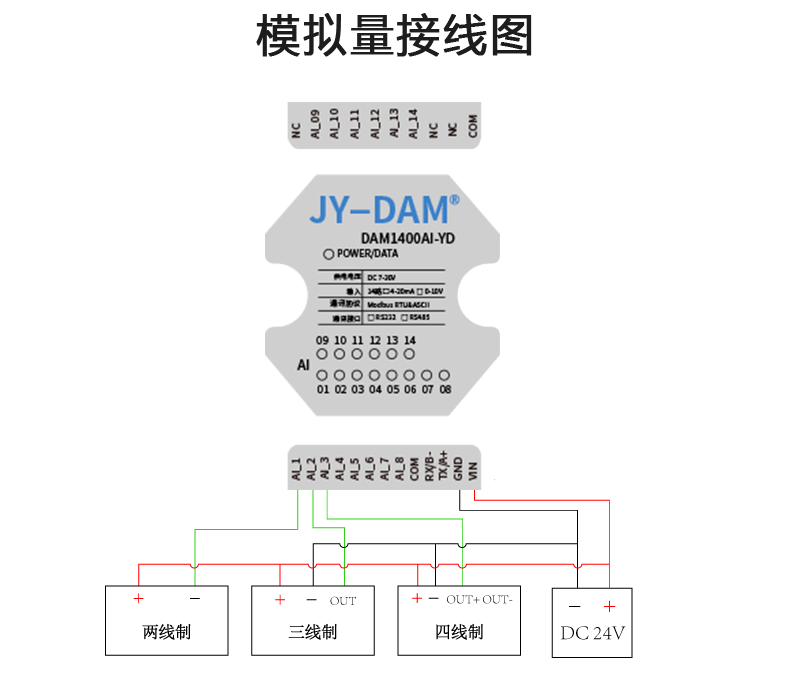 DAM1400AI 14 channel voltage and current acquisition module high-precision MODBUSrs232/isolated 485 communication