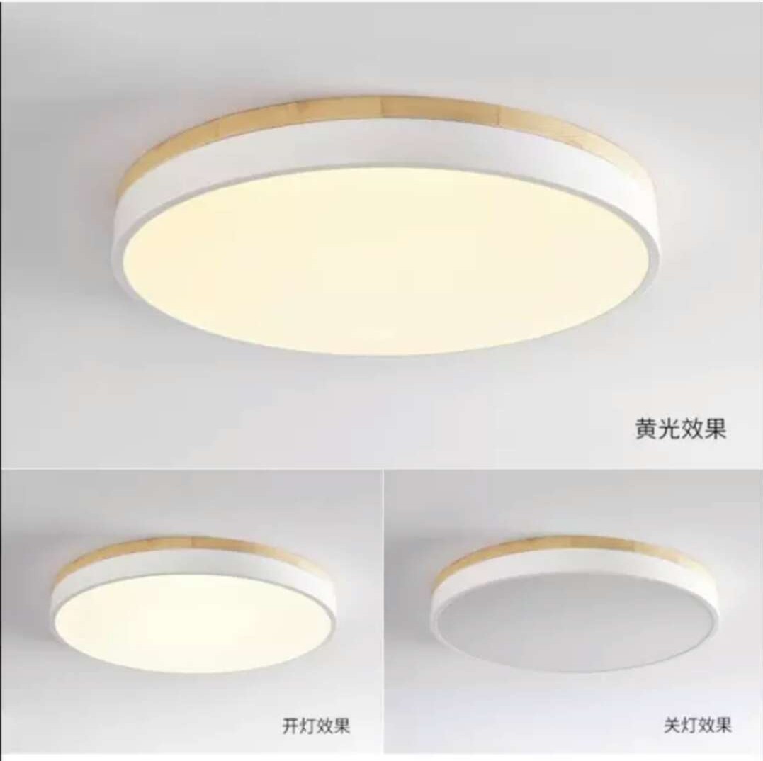 Nordic lighting fixtures, LED logs, circular bedroom ceiling lights, simple living room lighting, solid wood, Japanese style lights, intelligent control