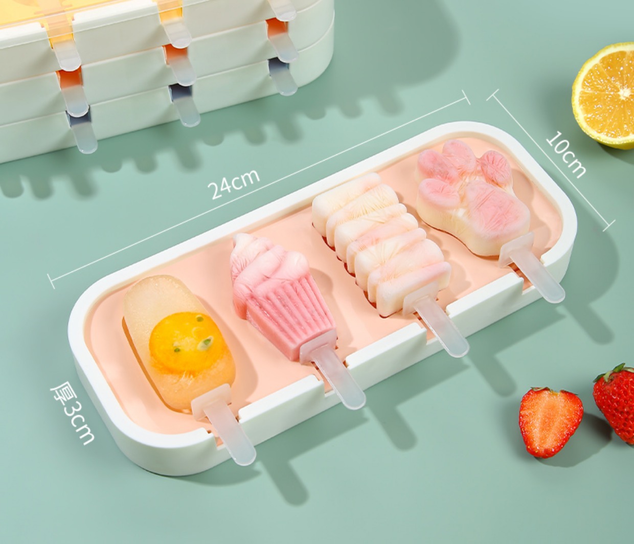 Ice Cream Mold Silicone Making Stick Ice Stick Homemade Cheese Food Grade Frozen Ice Cream with Lid Ice Box Mold 172