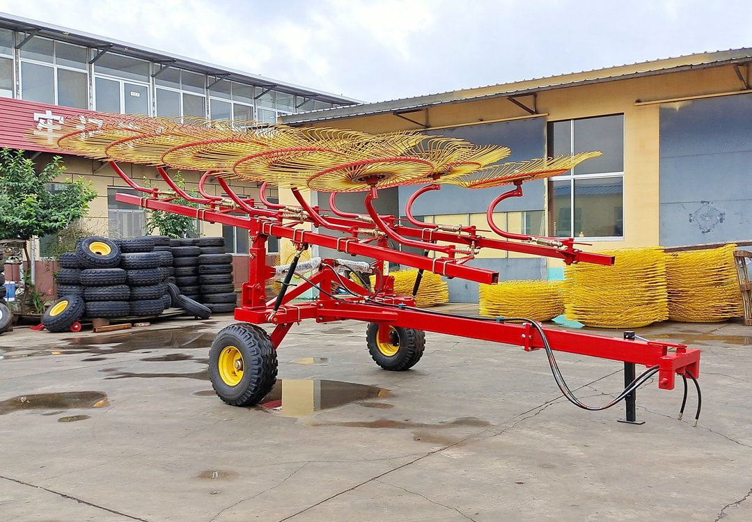 Tractive 10 disc hydraulic rake Large scale forage straw picking and collecting machinery Rake rake