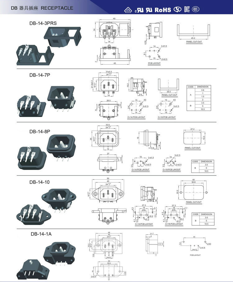 AC socket tripod power socket computer Fan heater vacuum cleaner power plug