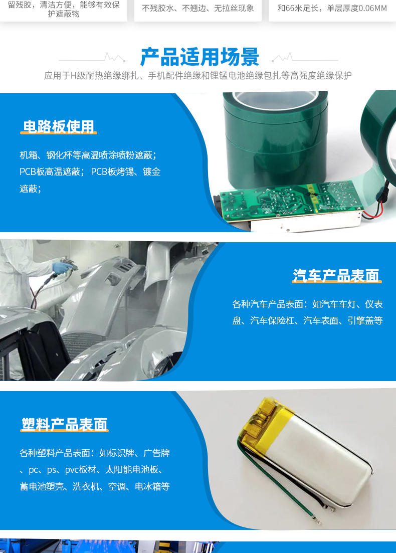 Spraying, gold-plating, electroplating, high-temperature resistant PET green high-temperature tape, industrial high viscosity tape, shipped from the source manufacturer