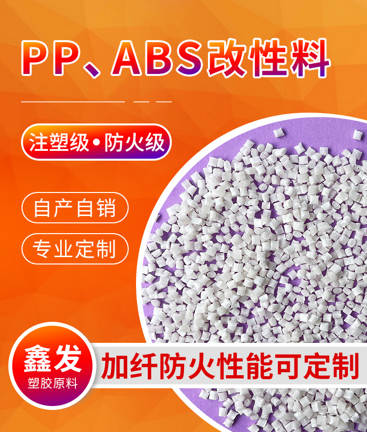 Natural ABS with 10% -40% fiber reinforced particles modified with new material with low shrinkage, high impact and heat resistance