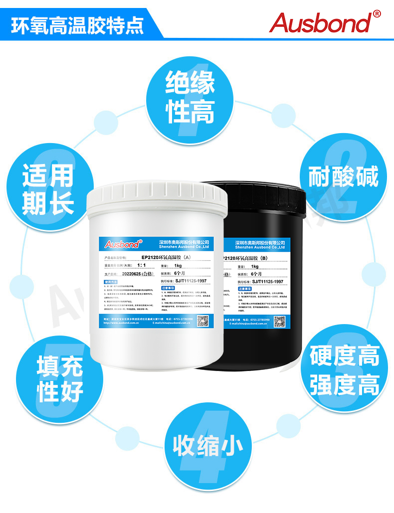 High temperature resistant 280 ℃ epoxy resin AB adhesive, strong plastic ceramic metal adhesive, electronic component sealing adhesive