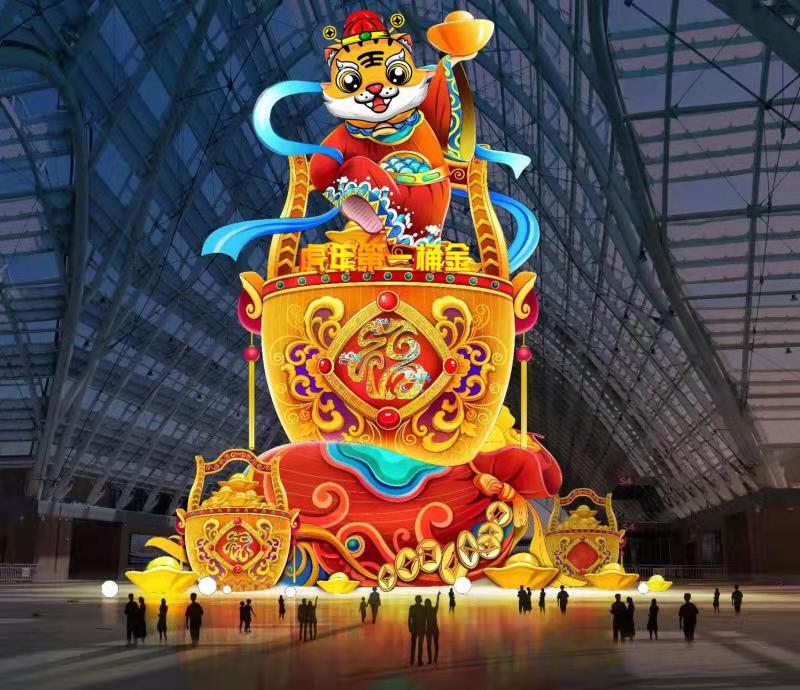 2023 Year of the Rabbit Large Lantern Spring Festival Lantern Festival Temple Fair Light Show Luxury Laser lighting display Customized Manufacturer