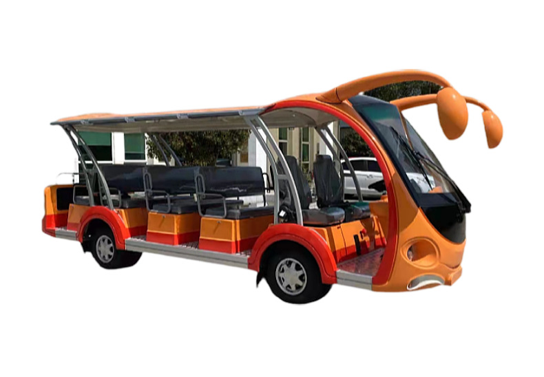 New 14 seat sightseeing car without door Four wheel battery sightseeing car Open type electric Tour bus service