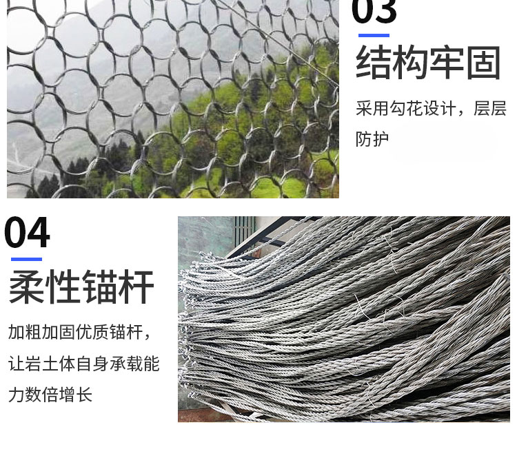 SNS active slope protection network, mountain slope protection network, anti rockfall steel wire rope, titanium mesh