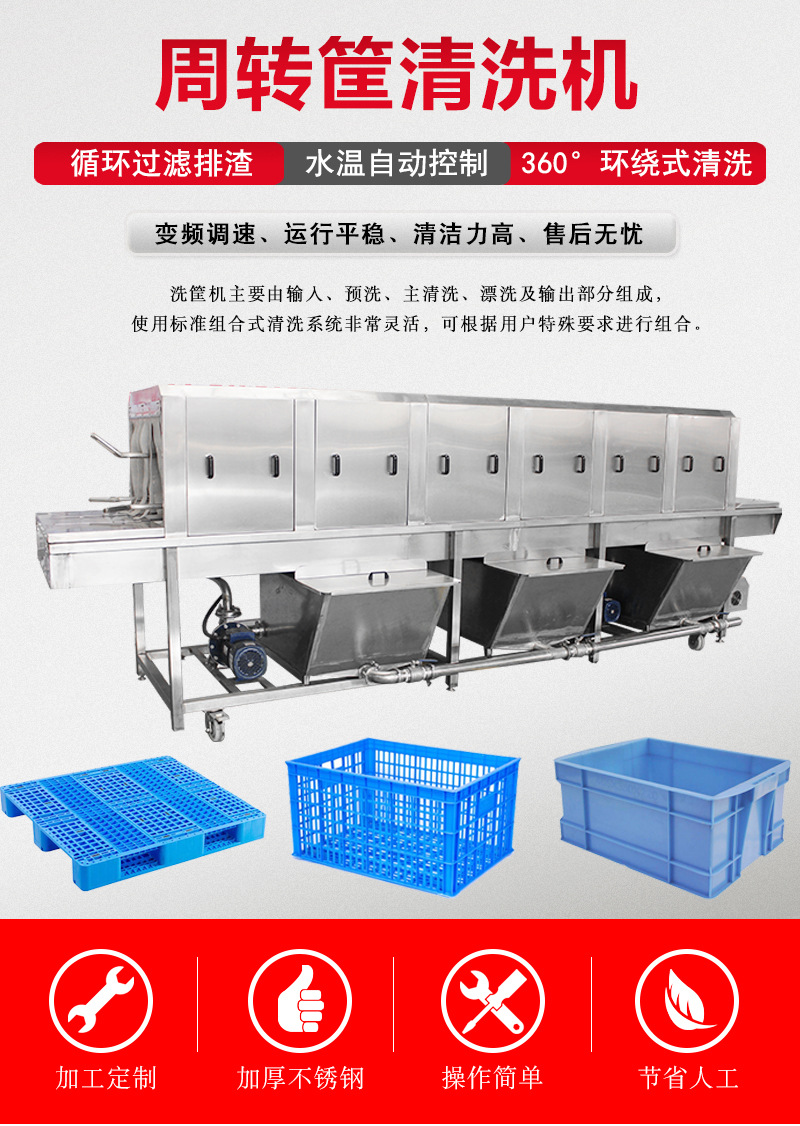 Turnover basket cleaning machine High pressure spray type basket cleaning equipment Tray air drying cleaning machine Yingjie Machinery