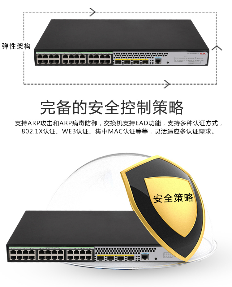 H3C SOHO S5024X-HPWR-EI 24 Port 10 Gigabit Uplink Access Management Switch Layer 2 Network Management