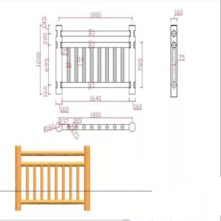 Cement imitation wood guardrail customized Hengyi building materials imitation bark guardrail production base