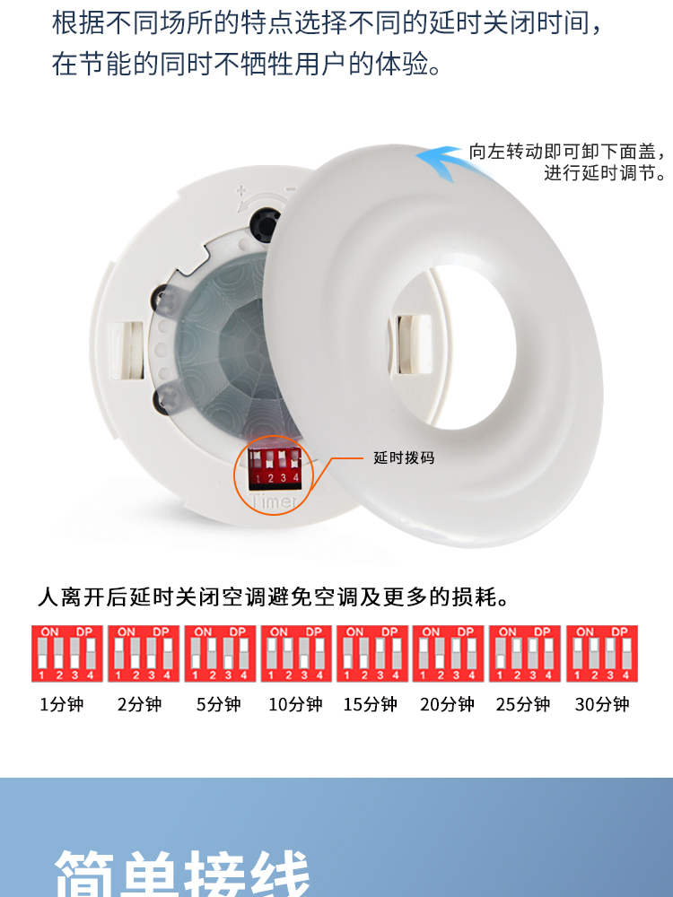 Human body presence sensor, human body sensor, static detection sensor, automatic sensing of human body presence switch