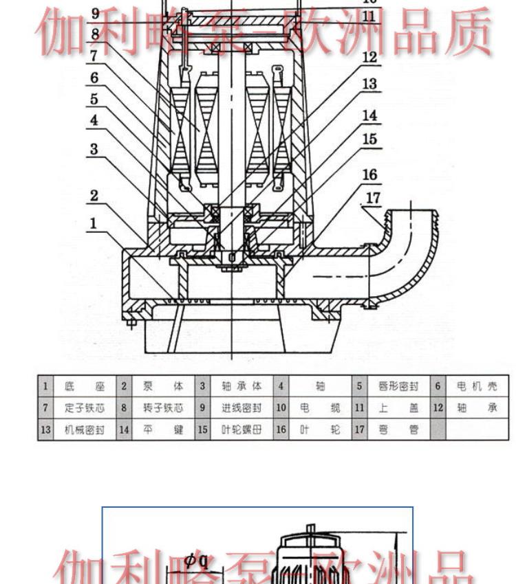 AS non clogging tearing submersible sewage pump sewage drainage pump submersible Galileo brand