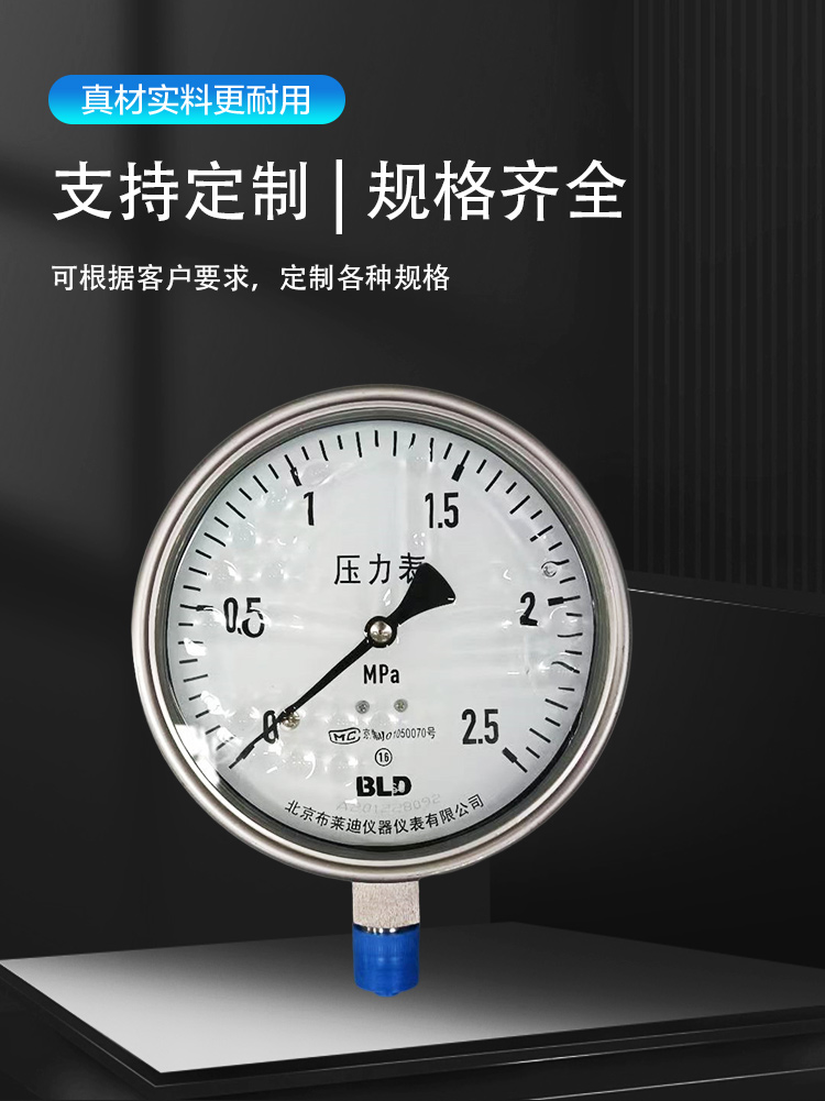 Brady shockproof pressure gauge with high accuracy for air pressure, water pressure, and oil pressure measuring instruments