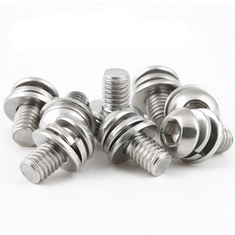 ISO7380 304 316 stainless steel round head pan head flat round head hex socket triple combination screw stock