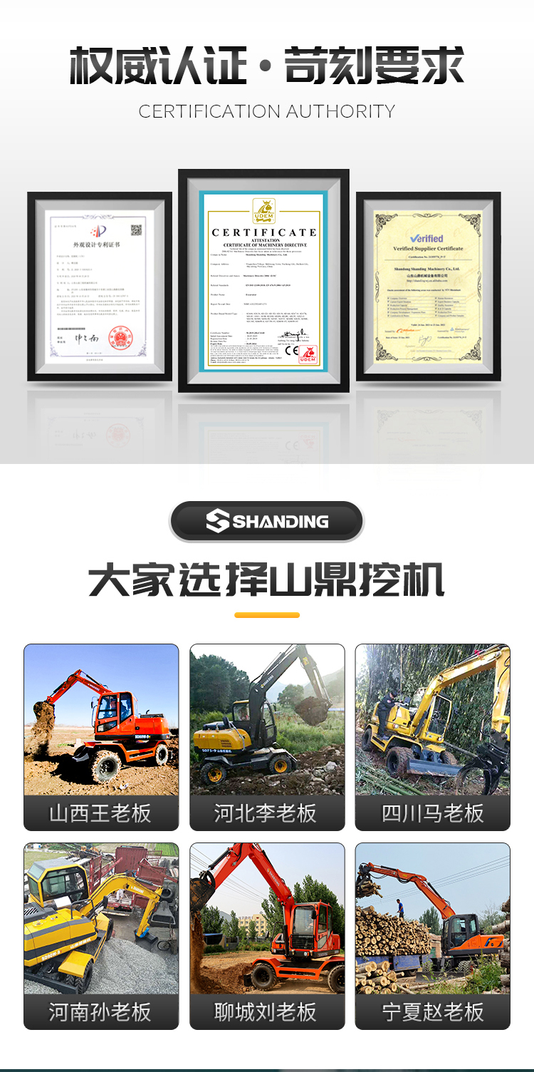 New 75 Wheel Excavator Price for Road Construction Small Four Wheel Excavator Quotation Tire Hook Machine