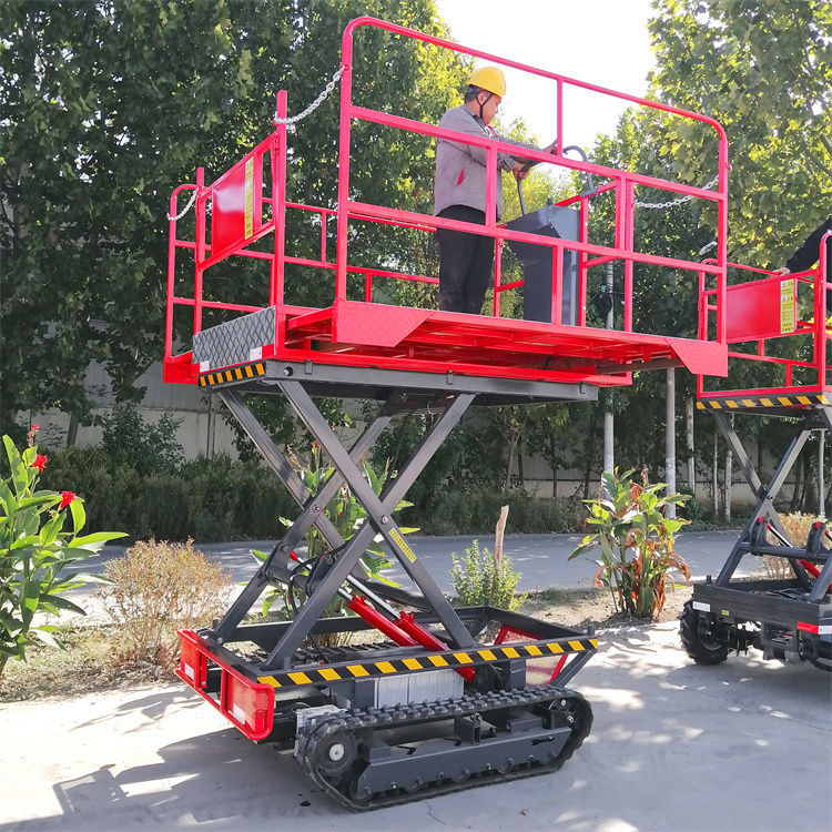 Multifunctional automatic lifting and lifting platform for fruit picking and lifting Crawler type orchard high-altitude operation hydraulic lifting vehicle